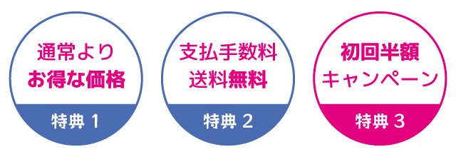 通常よりお得な価格・支払手数料、送料無料・初回半額