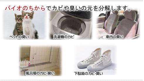 バイオのちからでカビや臭いの元を分解します。